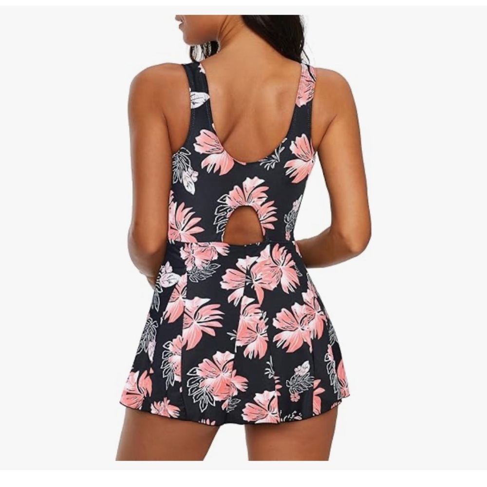Zando Women's Slimming Bathing Suit One Piece Swim Dress Tummy Control Floral M - Picture 4 of 4